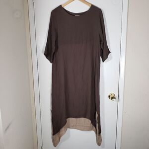 Anself Brown Tunic Style Midi Dress Size M